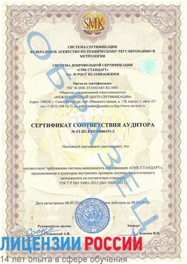 Образец сертификата соответствия аудитора №ST.RU.EXP.00006191-3 Волжск Сертификат ISO 50001